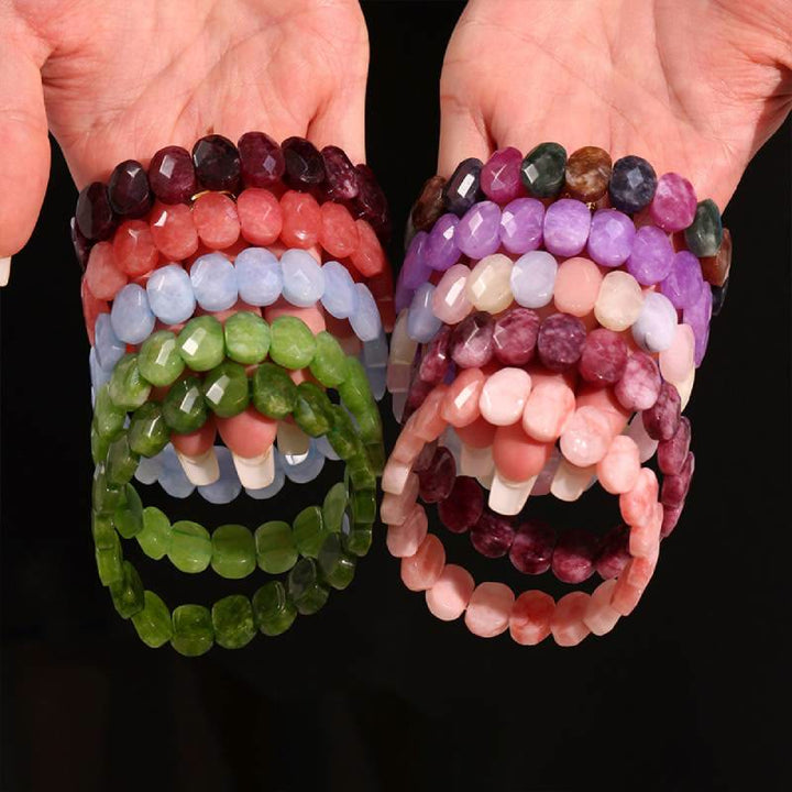 Olivenorma Natural Gemstone 14mm Facted Oval Beads Stretch Bracelet - image 22