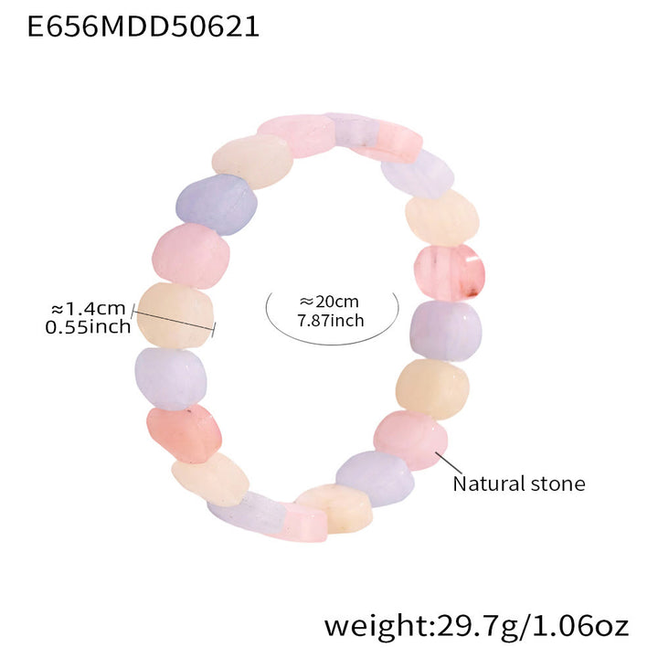 Olivenorma Natural Gemstone 14mm Facted Oval Beads Stretch Bracelet - Colorful Tourmaline - image 11