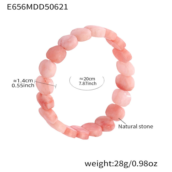 Olivenorma Natural Gemstone 14mm Facted Oval Beads Stretch Bracelet - image 2