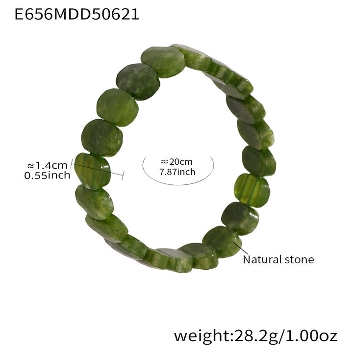 Olivenorma Natural Gemstone 14mm Facted Oval Beads Stretch Bracelet - image 5