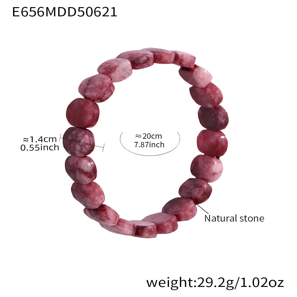 Olivenorma Natural Gemstone 14mm Facted Oval Beads Stretch Bracelet - Red Quartz - image 18