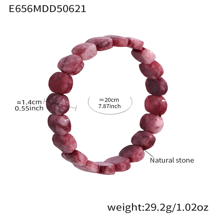 Olivenorma Natural Gemstone 14mm Facted Oval Beads Stretch Bracelet - Red Quartz - image 18