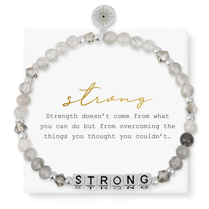 Olivenorma GIRL POWER Letter Words Meaningful Facted Beaded Gemstone Bracelet - STRONG (Black Rutilated Quartz) - image 5