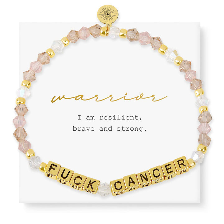 Olivenorma GIRL POWER Letter Words Meaningful Facted Beaded Gemstone Bracelet - F**K CANCER (Rose Quartz) - image 7
