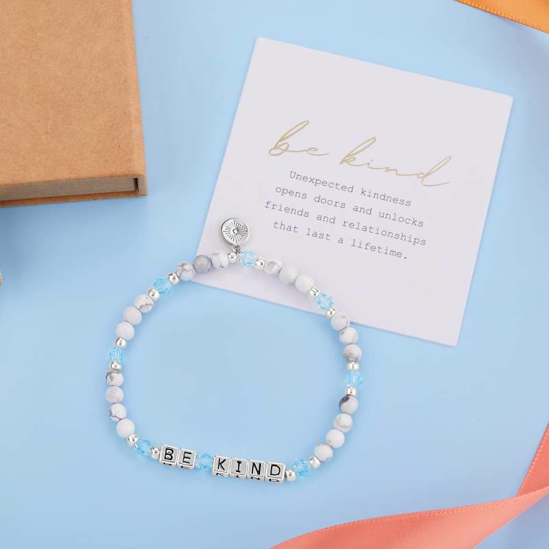 Olivenorma GIRL POWER Letter Words Meaningful Facted Beaded Gemstone Bracelet - image 3