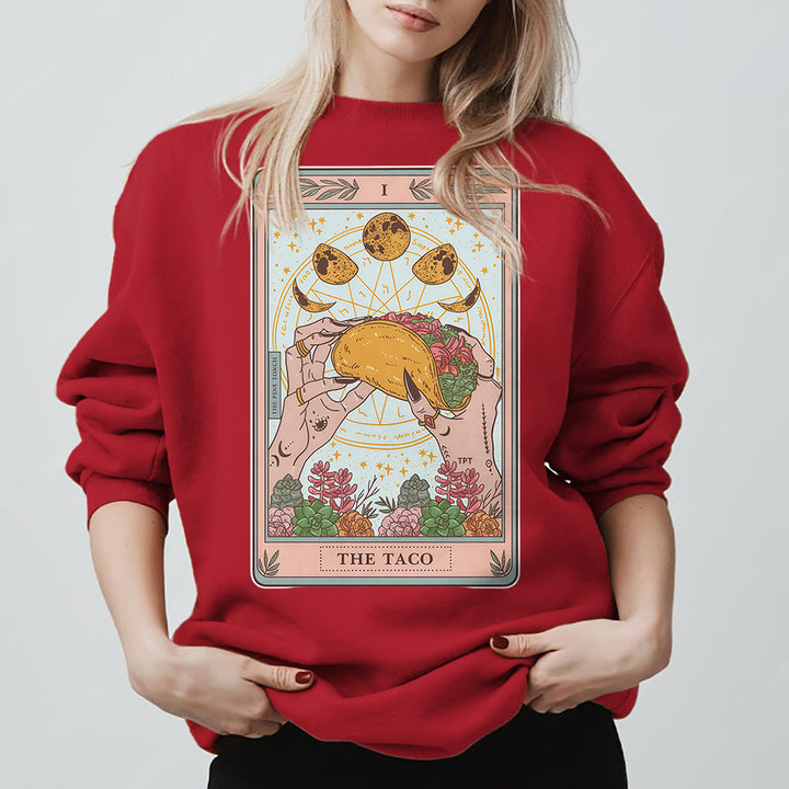 Olivenorma THE TACO Moon Phase Funny Tarot Card Fleece Loose Sweatshirt - image 16