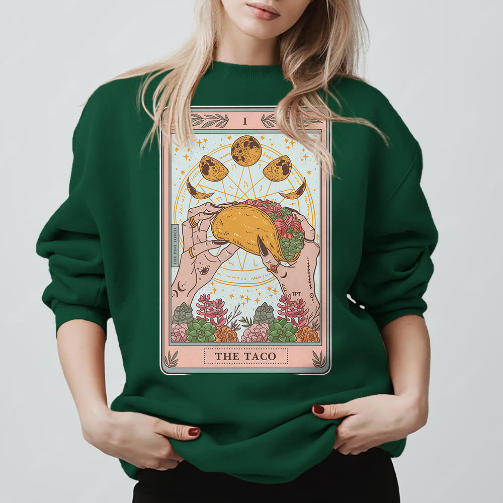 Olivenorma THE TACO Moon Phase Funny Tarot Card Fleece Loose Sweatshirt - image 1