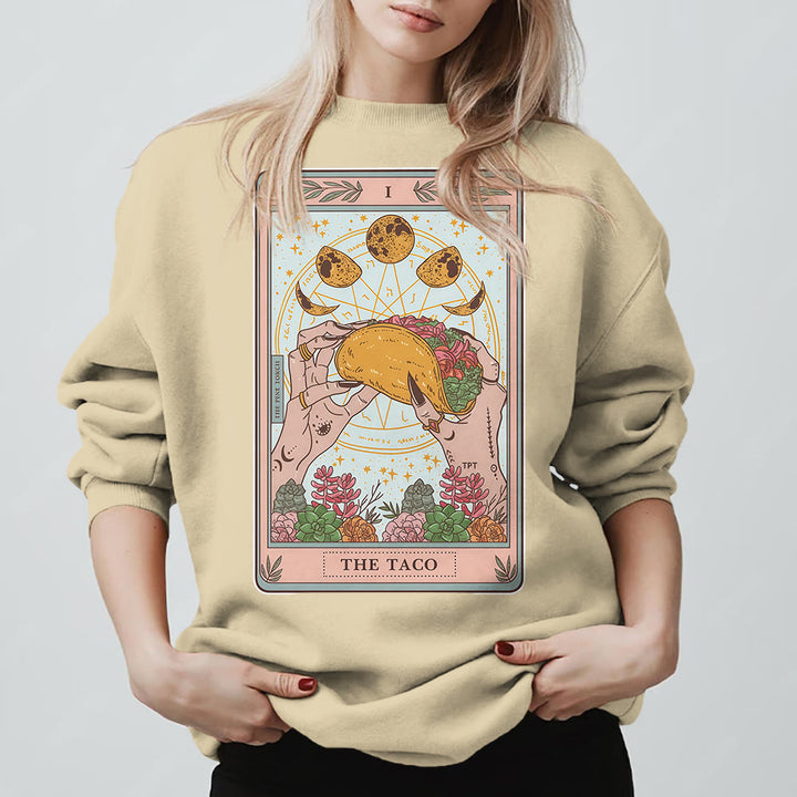 Olivenorma THE TACO Moon Phase Funny Tarot Card Fleece Loose Sweatshirt - image 14