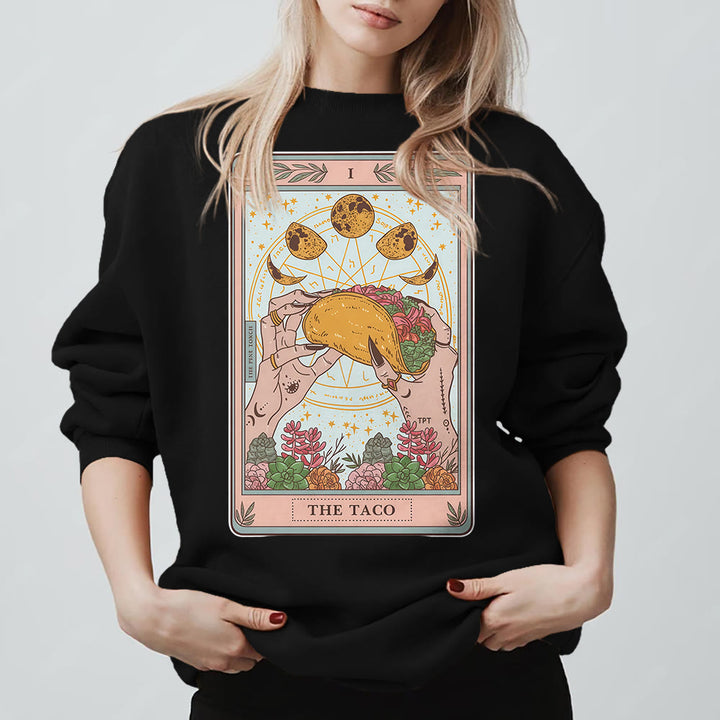 Olivenorma THE TACO Moon Phase Funny Tarot Card Fleece Loose Sweatshirt - image 8