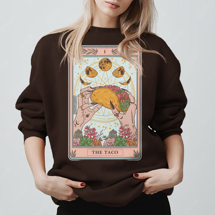 Olivenorma THE TACO Moon Phase Funny Tarot Card Fleece Loose Sweatshirt - image 12