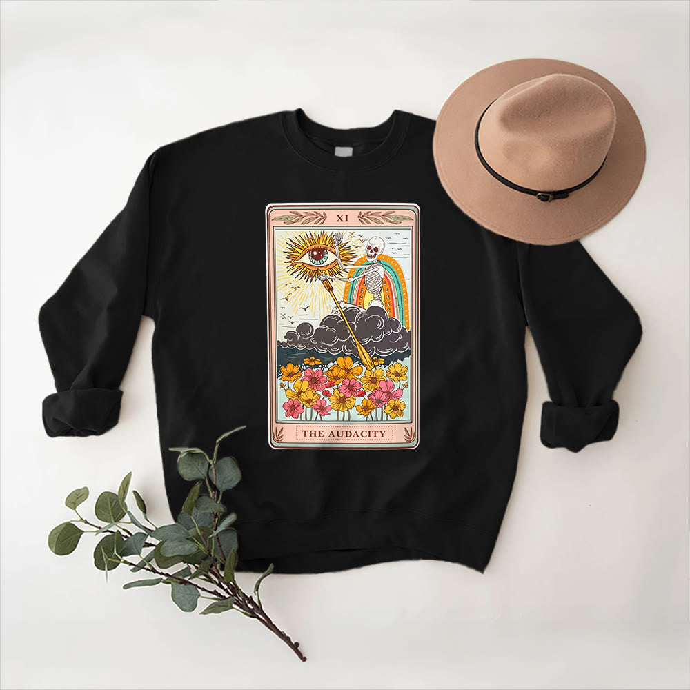 Olivenorma THE AUDACITY Skull Tarot Card Unisex Crewneck Pullover Sweatshirt - Black - 2XL - image 0
