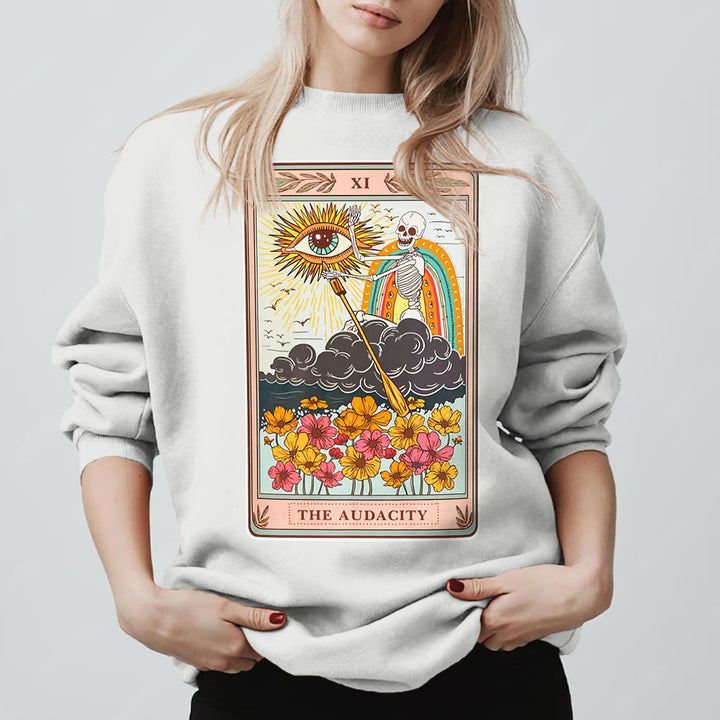Olivenorma THE AUDACITY Skull Tarot Card Unisex Crewneck Pullover Sweatshirt - image 4