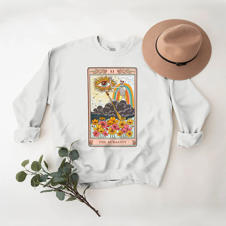 Olivenorma THE AUDACITY Skull Tarot Card Unisex Crewneck Pullover Sweatshirt - White - 2XL - image 3