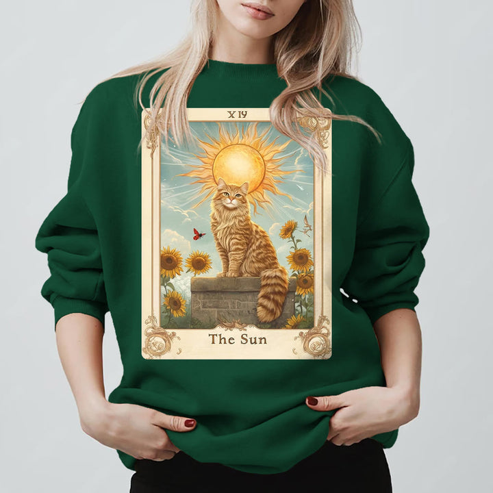 Olivenorma THE SUN Tarot Card Cat King Sunflowers Fleece Pullover Sweatshirt - image 16