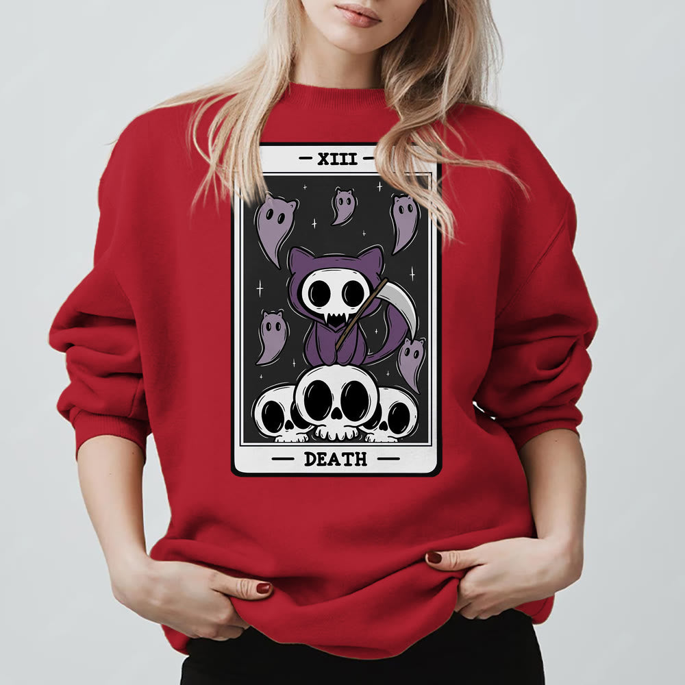 Olivenorma DEATH Skeleton Ghosts Tarot Card Long Sleeve Tee Fleece Sweatshirt - image 14