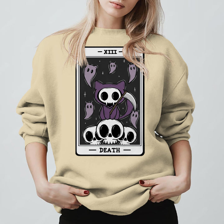 Olivenorma DEATH Skeleton Ghosts Tarot Card Long Sleeve Tee Fleece Sweatshirt - image 12