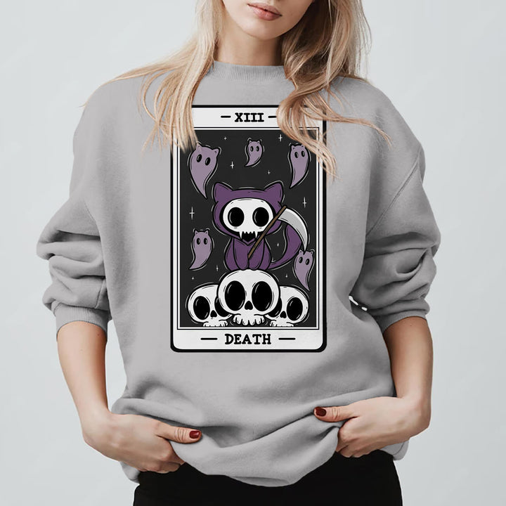 Olivenorma DEATH Skeleton Ghosts Tarot Card Long Sleeve Tee Fleece Sweatshirt - image 10