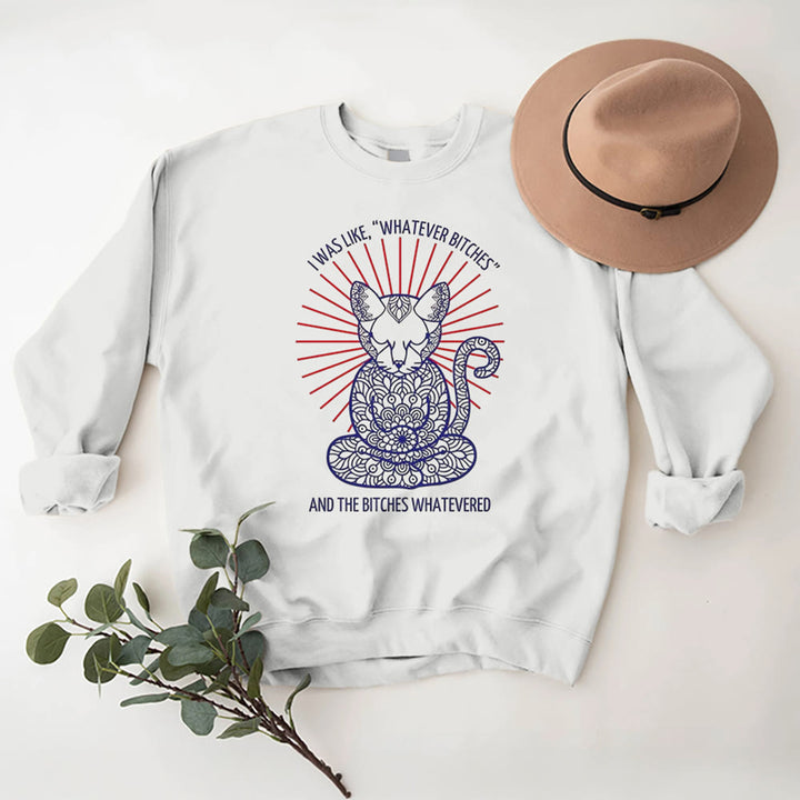 Olivenorma WHATEVER BIT*HES Meditation Inspiritual Long Sleeve Crewneck Sweatshirt - White - 2XL - image 5