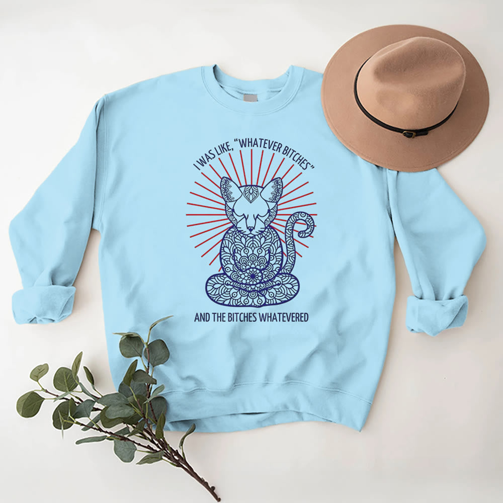 Olivenorma WHATEVER BIT*HES Meditation Inspiritual Long Sleeve Crewneck Sweatshirt - Blue - 2XL - image 0