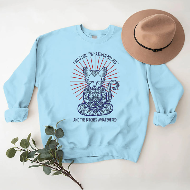 Olivenorma WHATEVER BIT*HES Meditation Inspiritual Long Sleeve Crewneck Sweatshirt - Blue - 2XL - image 0
