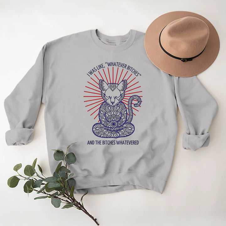 Olivenorma WHATEVER BIT*HES Meditation Inspiritual Long Sleeve Crewneck Sweatshirt - Grey - 2XL - image 9