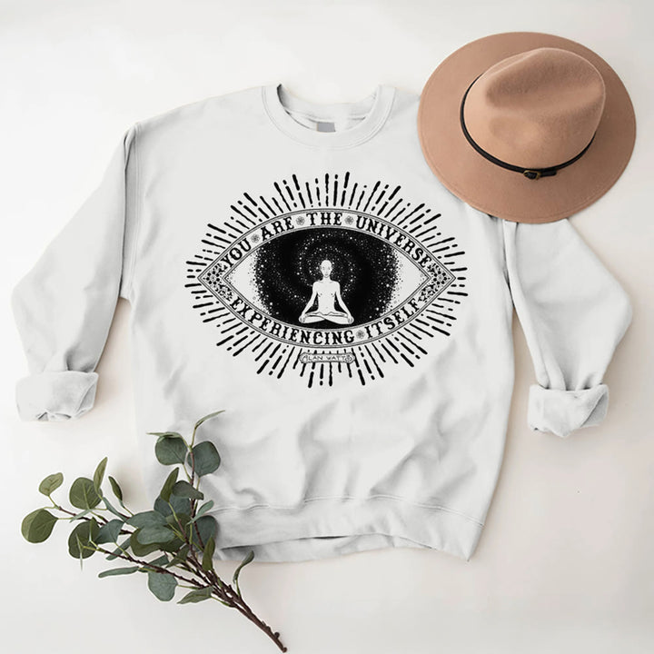 Olivenorma YOU ARE THE UNIVERSE... Motto Inspiritual Fleece Sweatshirt - White - 2XL - image 5