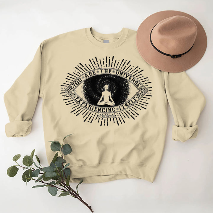 Olivenorma YOU ARE THE UNIVERSE... Motto Inspiritual Fleece Sweatshirt - LightYellow - 2XL - image 3