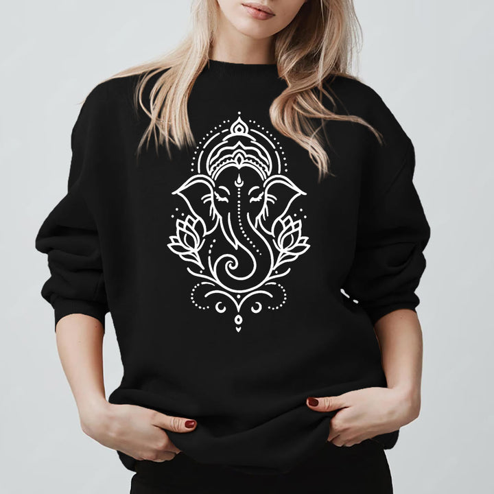Olivenorma Peaceful Elephant Ganesha Lotus Meditation Fleece Tee Inspiritual Pullover Sweatshirt - image 6