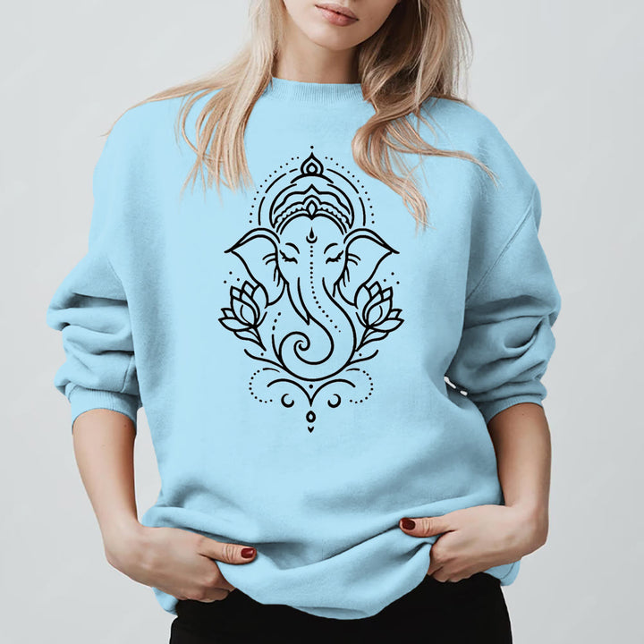 Olivenorma Peaceful Elephant Ganesha Lotus Meditation Fleece Tee Inspiritual Pullover Sweatshirt - image 4