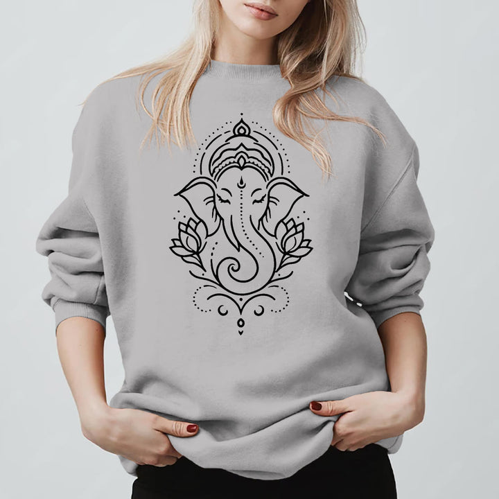 Olivenorma Peaceful Elephant Ganesha Lotus Meditation Fleece Tee Inspiritual Pullover Sweatshirt - image 8