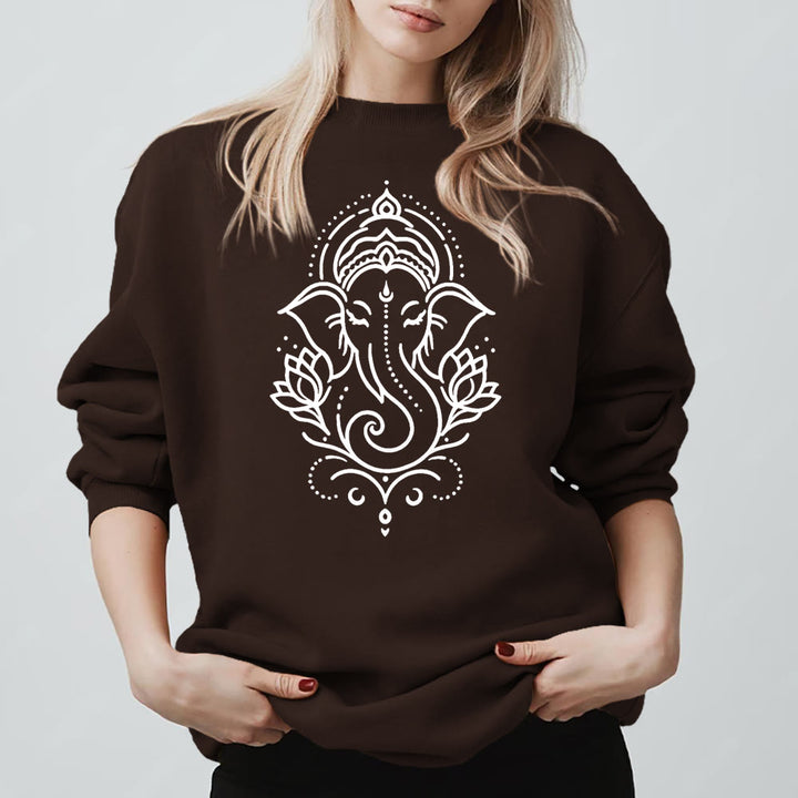 Olivenorma Peaceful Elephant Ganesha Lotus Meditation Fleece Tee Inspiritual Pullover Sweatshirt - image 10
