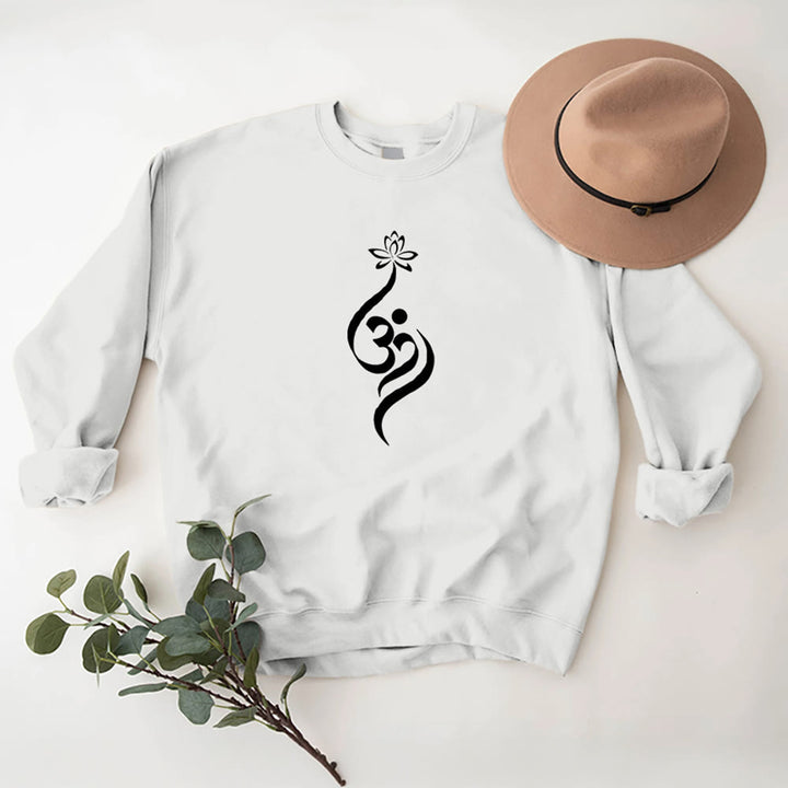 Olivenorma Lightweight OM Symbol Lotus Meditation Inpiritual Fleece Sweatshirt - image 5
