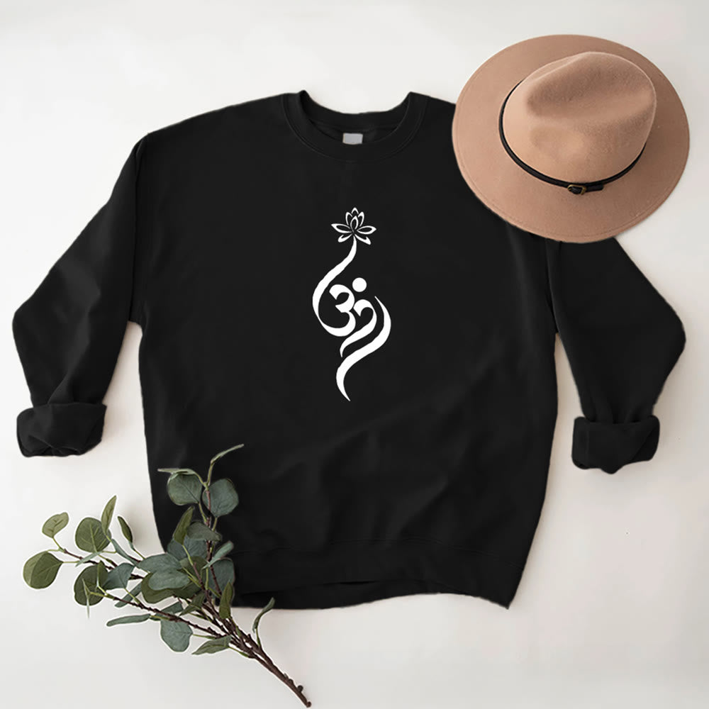 Olivenorma Lightweight OM Symbol Lotus Meditation Inpiritual Fleece Sweatshirt - image 7