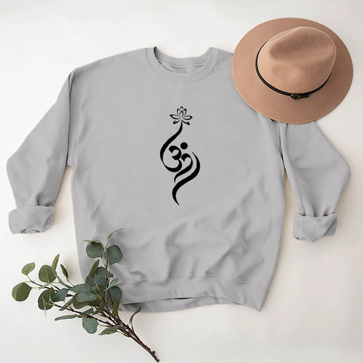 Olivenorma Lightweight OM Symbol Lotus Meditation Inpiritual Fleece Sweatshirt - image 9