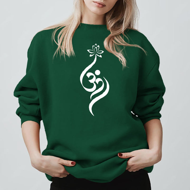 Olivenorma Lightweight OM Symbol Lotus Meditation Inpiritual Fleece Sweatshirt - Green - 2XL - image 0