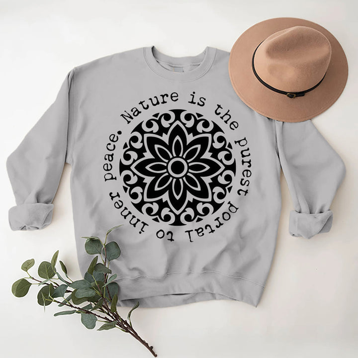 Olivenorma NATURE IS THE PUREST PORTAL TO INNER PEACE Fleece Inspiritual Sweatshirt - Grey - 2XL - image 3