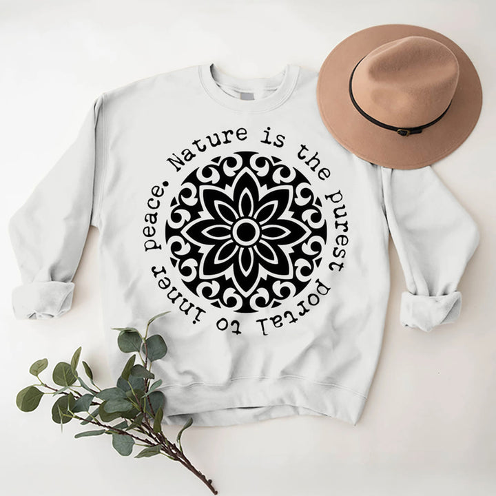 Olivenorma NATURE IS THE PUREST PORTAL TO INNER PEACE Fleece Inspiritual Sweatshirt - White - 2XL - image 5