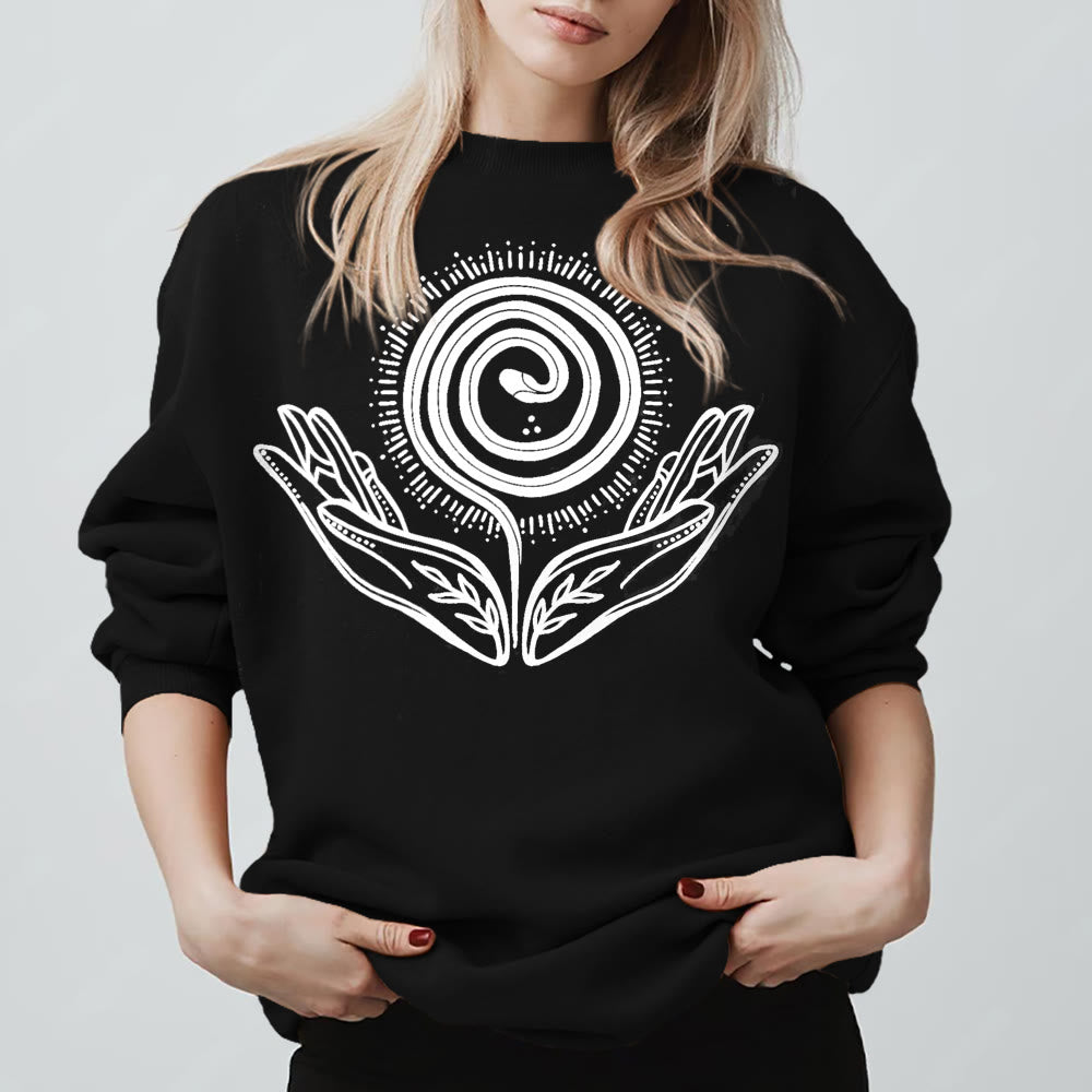 Olivenorma Spiritual Growth Spiral Tee Crewneck Long Sleeve Loose Sweatshirt - image 8