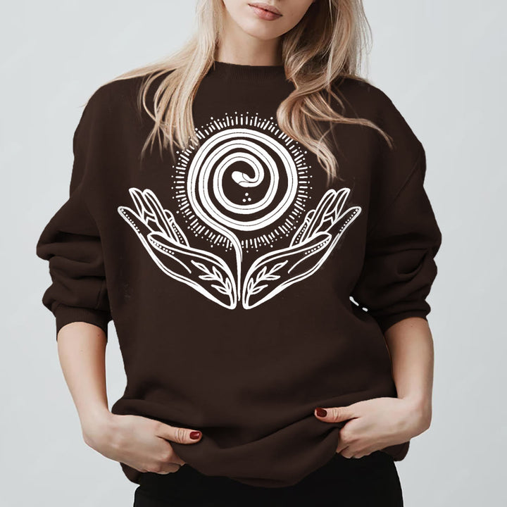 Olivenorma Spiritual Growth Spiral Tee Crewneck Long Sleeve Loose Sweatshirt - image 12
