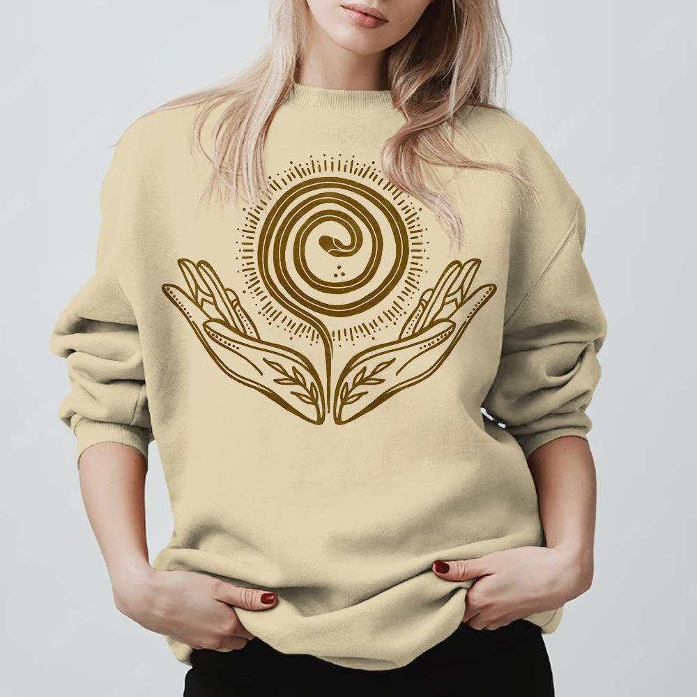Olivenorma Spiritual Growth Spiral Tee Crewneck Long Sleeve Loose Sweatshirt - image 4
