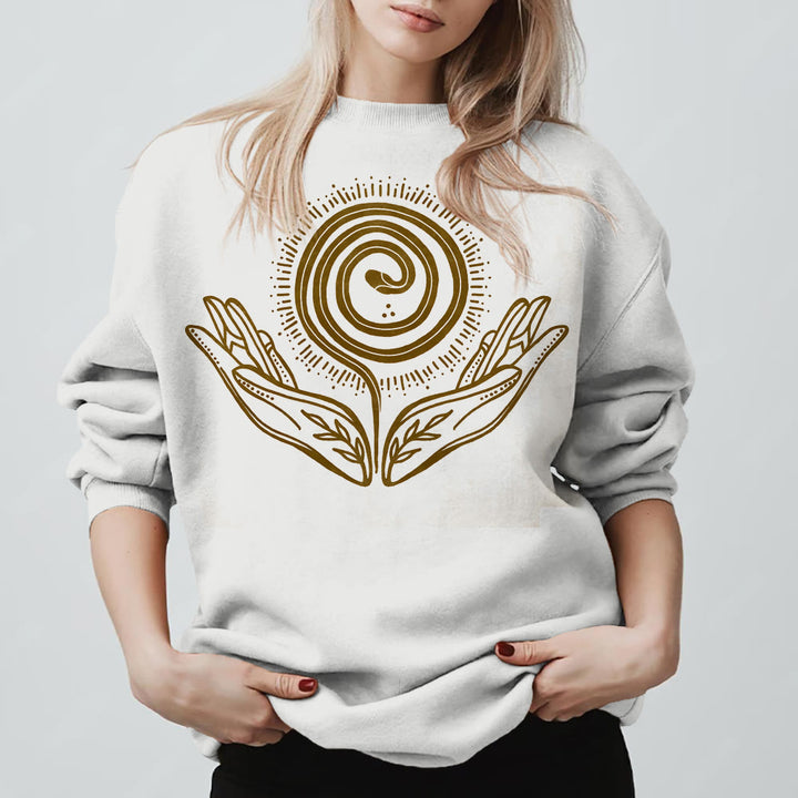 Olivenorma Spiritual Growth Spiral Tee Crewneck Long Sleeve Loose Sweatshirt - image 6