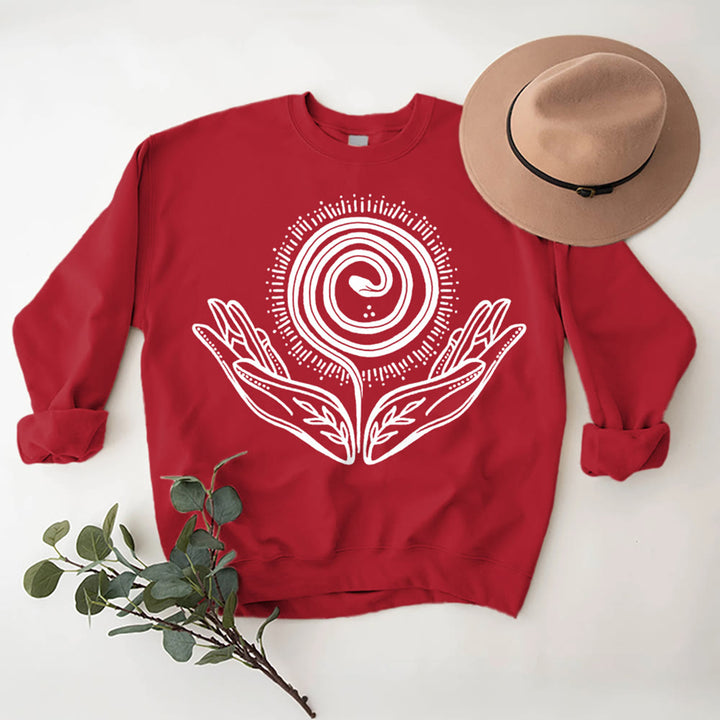 Olivenorma Spiritual Growth Spiral Tee Crewneck Long Sleeve Loose Sweatshirt - Red - 2XL - image 13