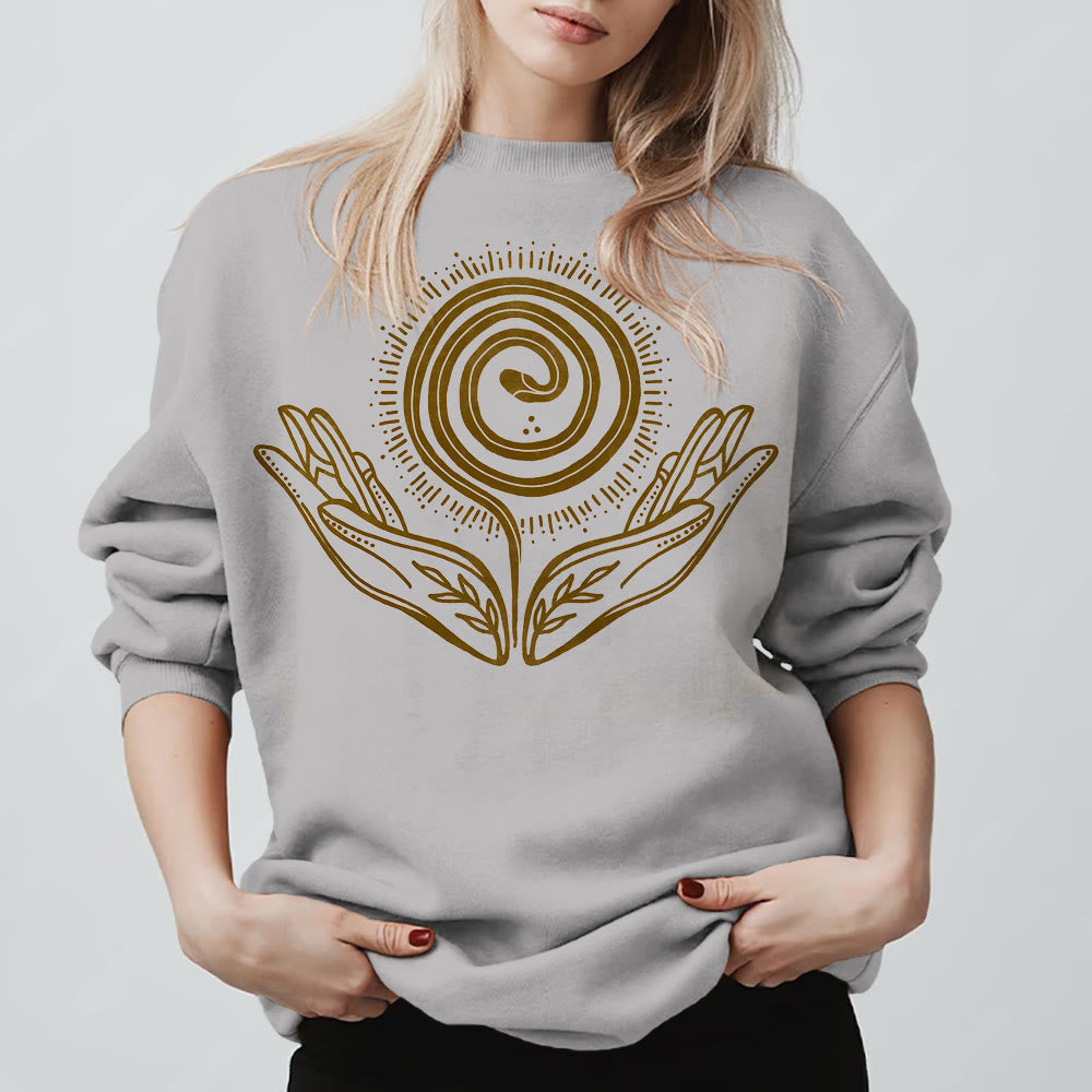 Olivenorma Spiritual Growth Spiral Tee Crewneck Long Sleeve Loose Sweatshirt - image 10