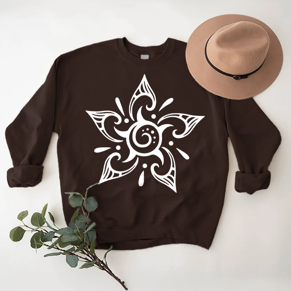 Olivenorma Tribal Mystical Spiritual Growth Floral Fleece Pullover Sweatshirt - Brown - 2XL - image 11