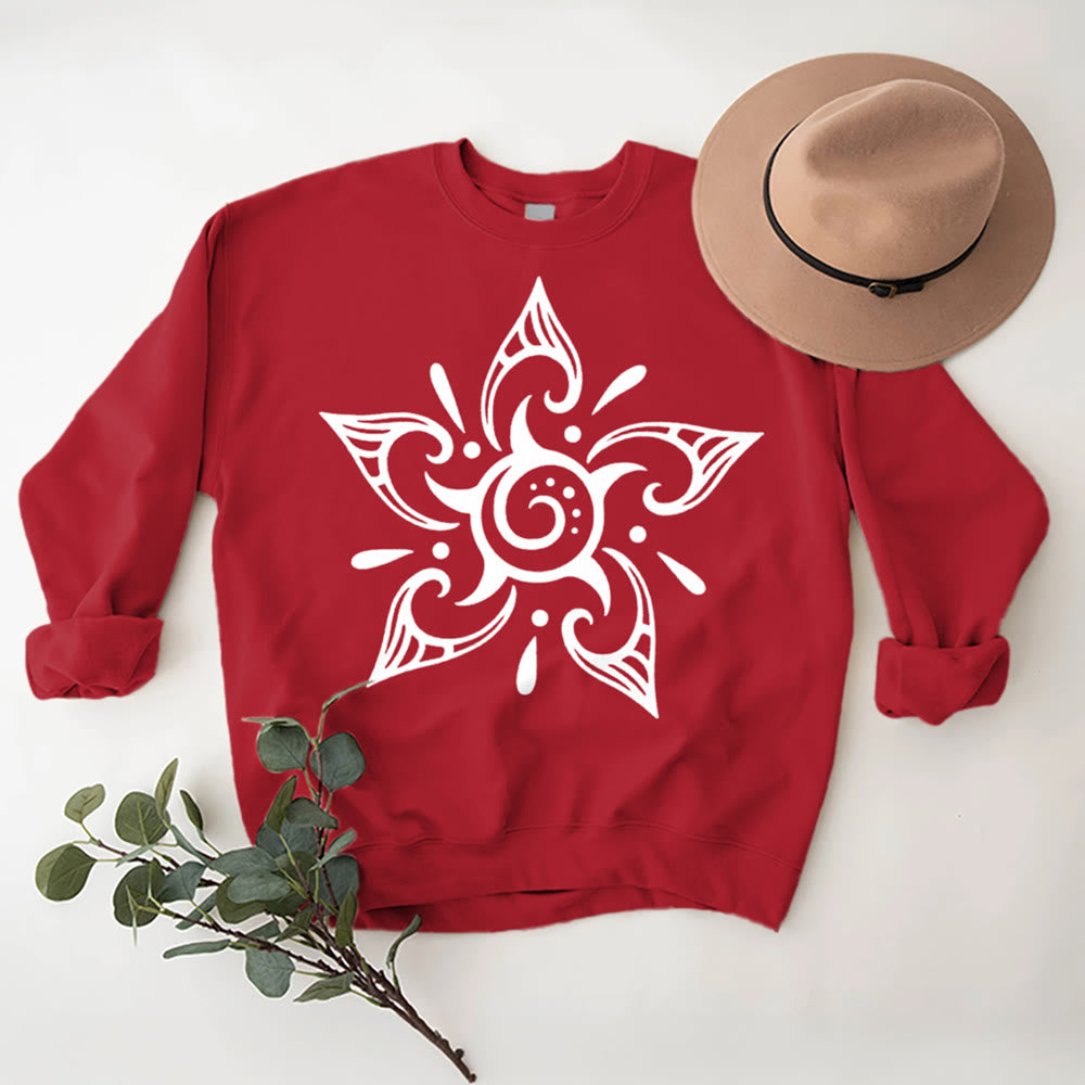 Olivenorma Tribal Mystical Spiritual Growth Floral Fleece Pullover Sweatshirt - Red - 2XL - image 3