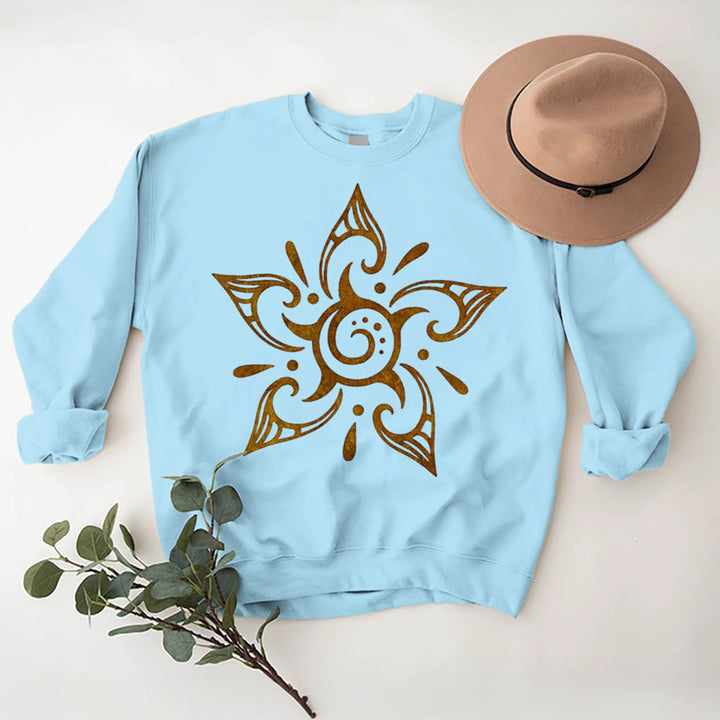 Olivenorma Tribal Mystical Spiritual Growth Floral Fleece Pullover Sweatshirt - Blue - 2XL - image 15