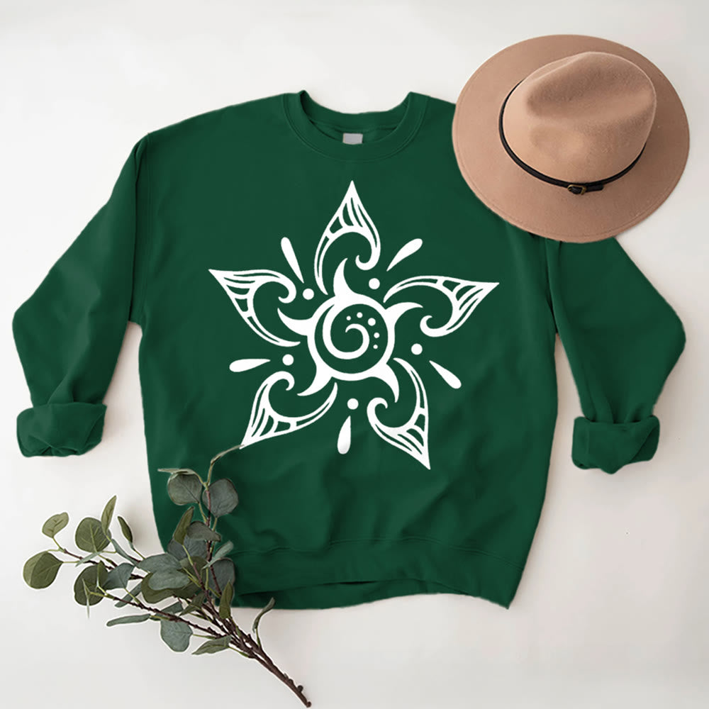 Olivenorma Tribal Mystical Spiritual Growth Floral Fleece Pullover Sweatshirt - Green - 2XL - image 0