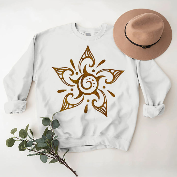 Olivenorma Tribal Mystical Spiritual Growth Floral Fleece Pullover Sweatshirt - White - 2XL - image 5