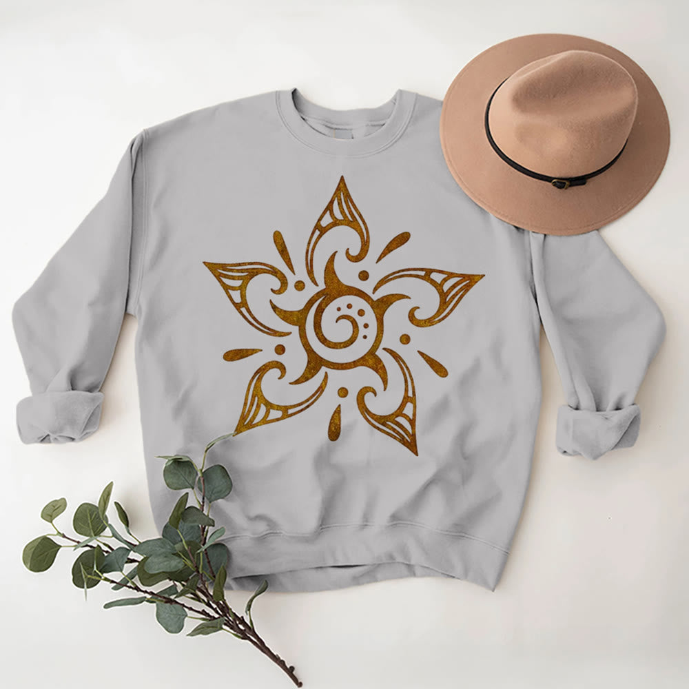 Olivenorma Tribal Mystical Spiritual Growth Floral Fleece Pullover Sweatshirt - Grey - 2XL - image 9