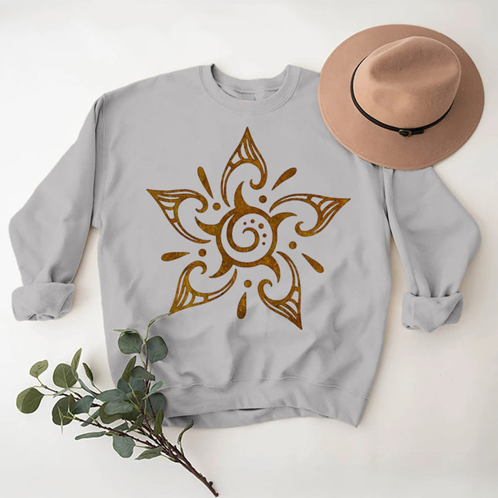 Olivenorma Tribal Mystical Spiritual Growth Floral Fleece Pullover Sweatshirt - Grey - 2XL - image 9